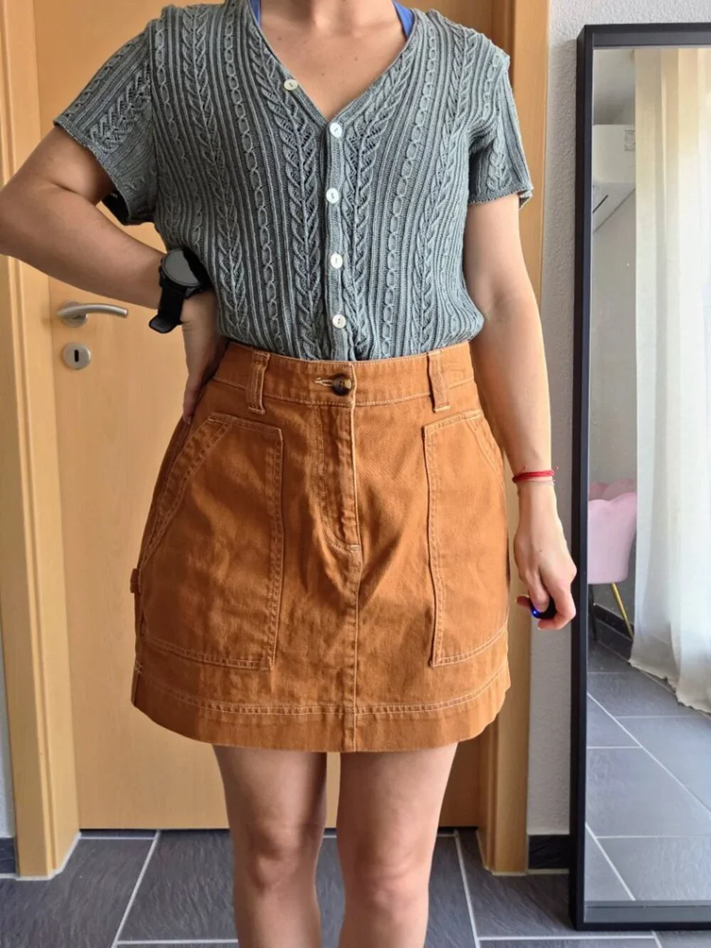 Old Navy Rust Brown Sly Fox Utility Cargo Carpenter Mini Skirt Size 4